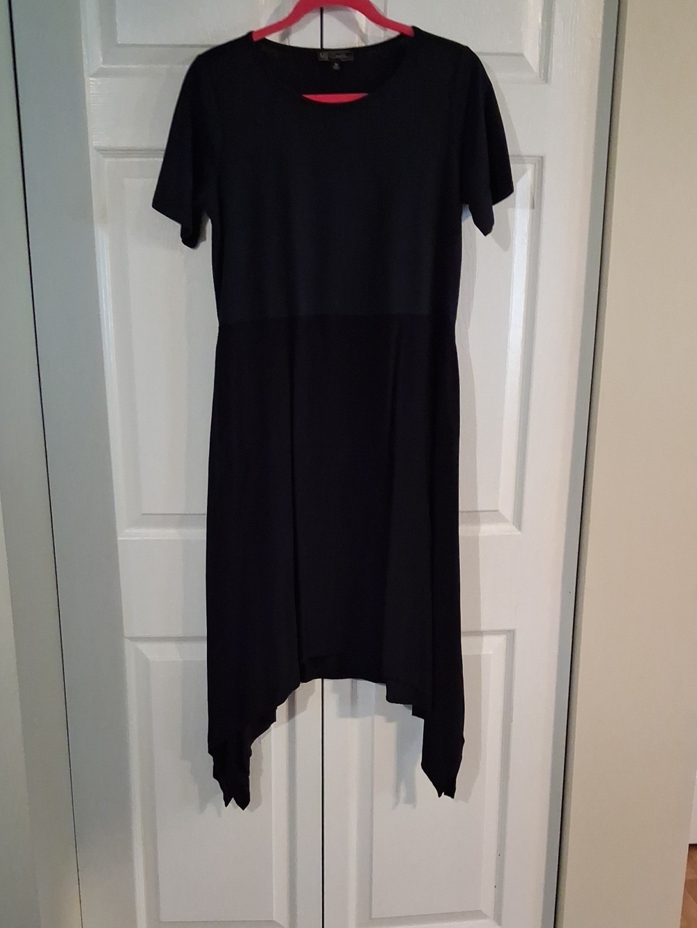Black Handkerchief Hem Midi Dress